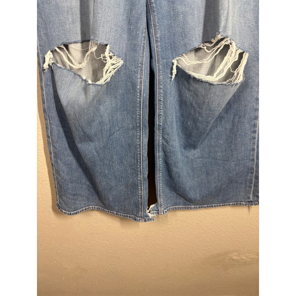 American Eagle Size 18 W34 Curvy Dreamy Drape Baggy Wide Leg Jeans Blue Stretch - Picture 7 of 12